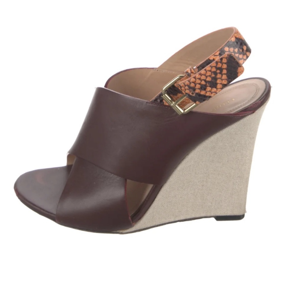 Celine Leather Slingback Wedges